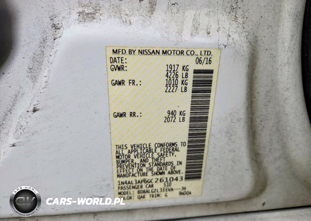 2016 Nissan Altima 2.5 S VIN:1N4AL3AP6GC261043 - 12