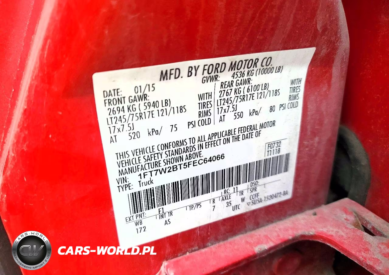 2015 Ford F250 Super Duty VIN:1FT7W2BT5FEC64066 - 12