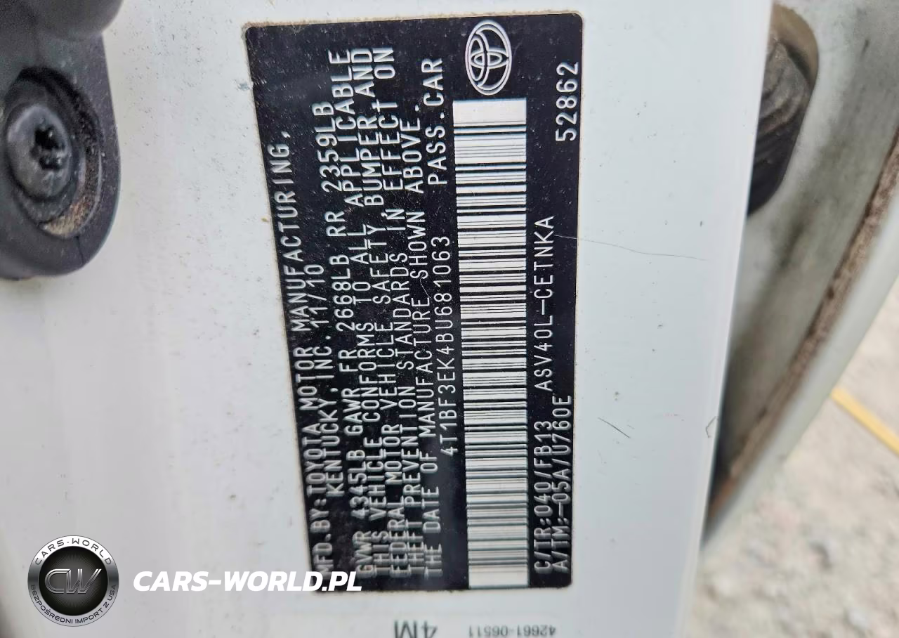 2011 Toyota Camry Base VIN:4T1BF3EK4BU681063 - 12