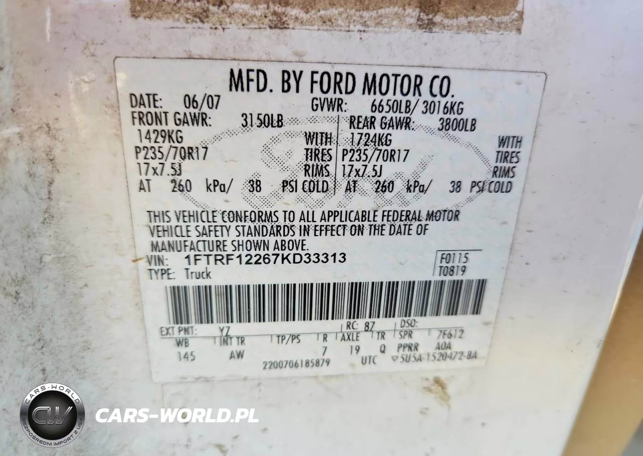 2007 Ford F150 VIN:1FTRF12267KD33313 - 12