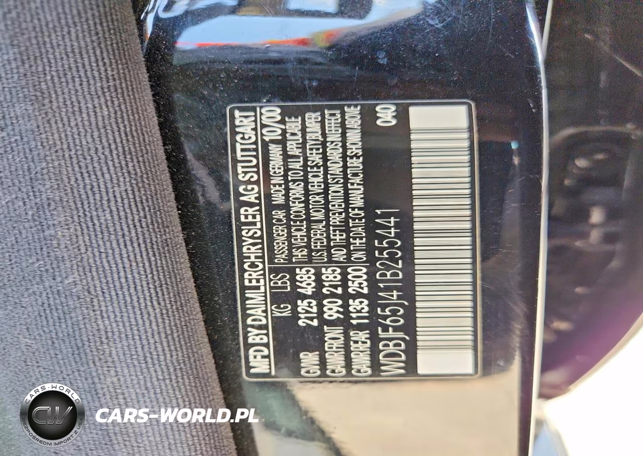 2001 Mercedes-Benz E 320 VIN:WDBJF65J41B255441 - 12