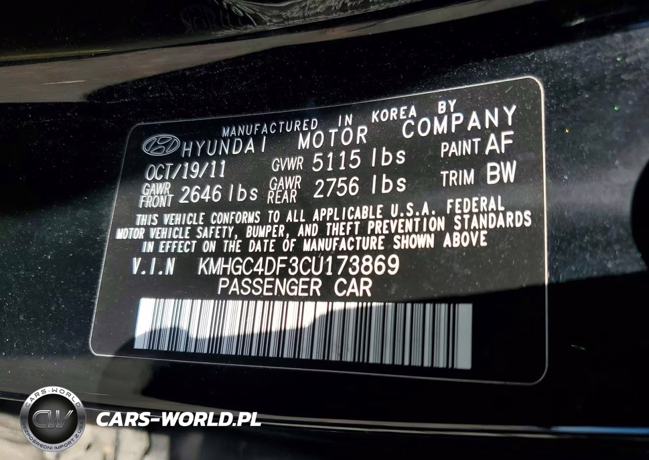 2012 Hyundai Genesis 4.6L VIN:KMHGC4DF3CU173869 - 12
