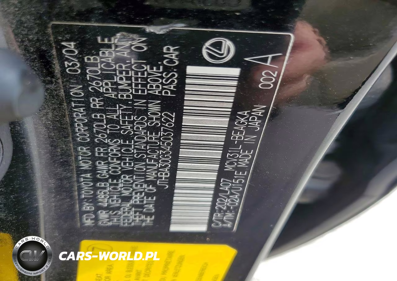 2004 Lexus Es 330 VIN:JTHBA30G345037622 - 12