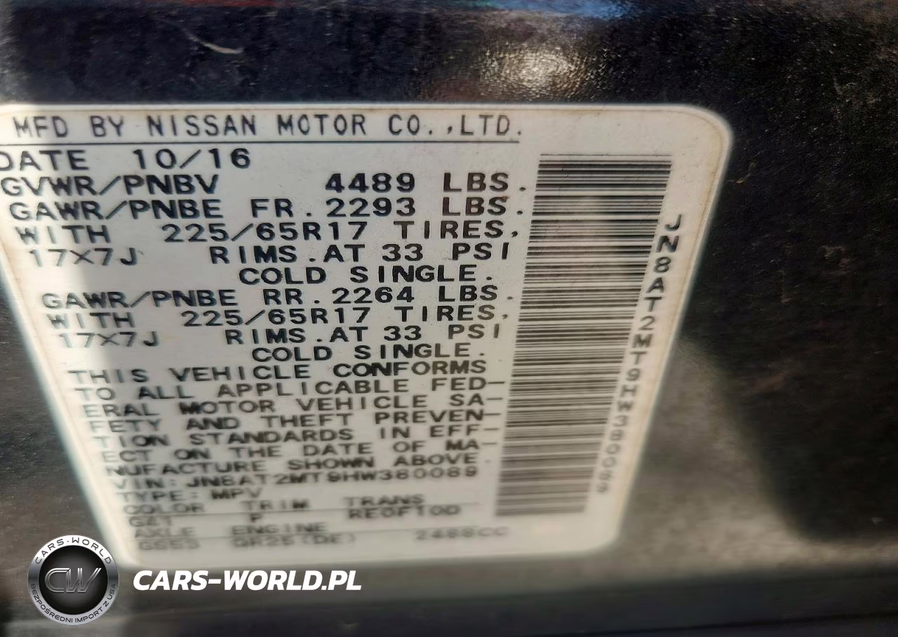 2017 Nissan Rogue Sv VIN:JN8AT2MT9HW380089 - 13