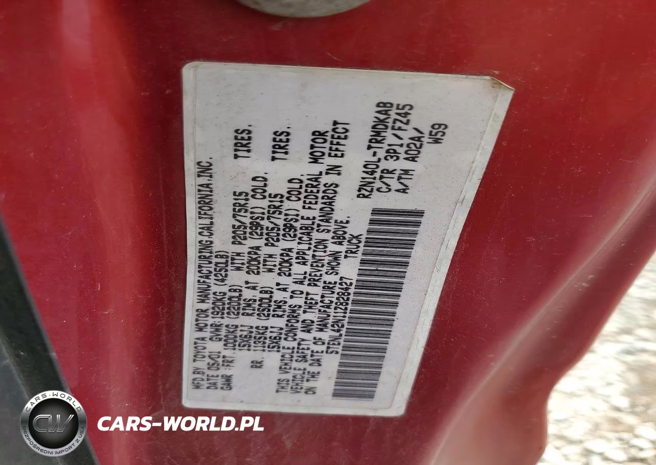2001 Toyota Tacoma Base VIN:5TENL42N11Z828427 - 12