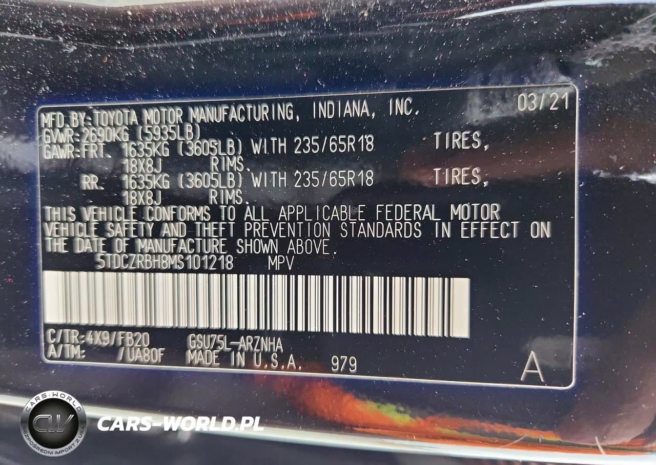 2021 Toyota Highlander L VIN:5TDCZRBH8MS101218 - 13