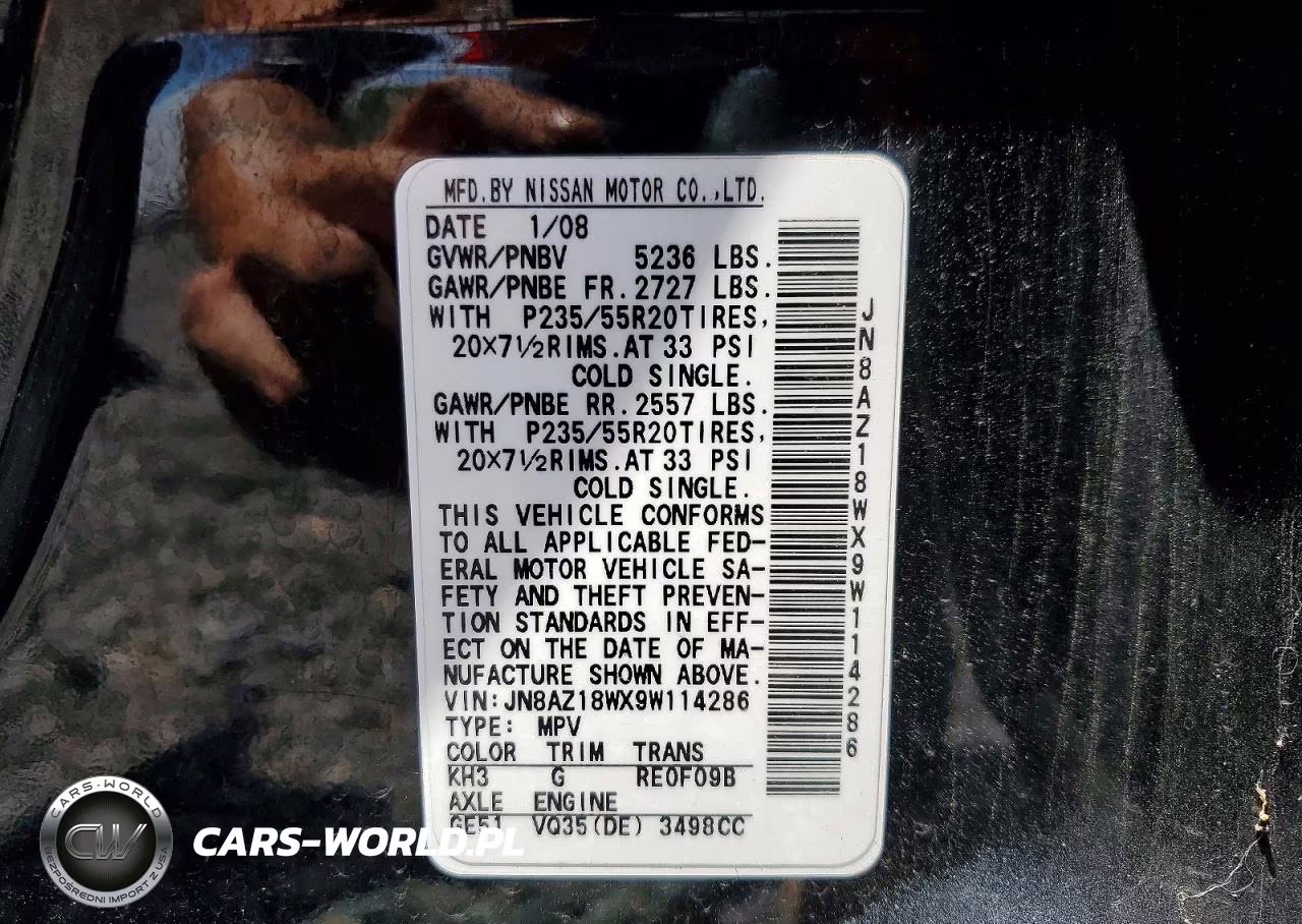 2009 Nissan Murano S VIN:JN8AZ18WX9W114286 - 14