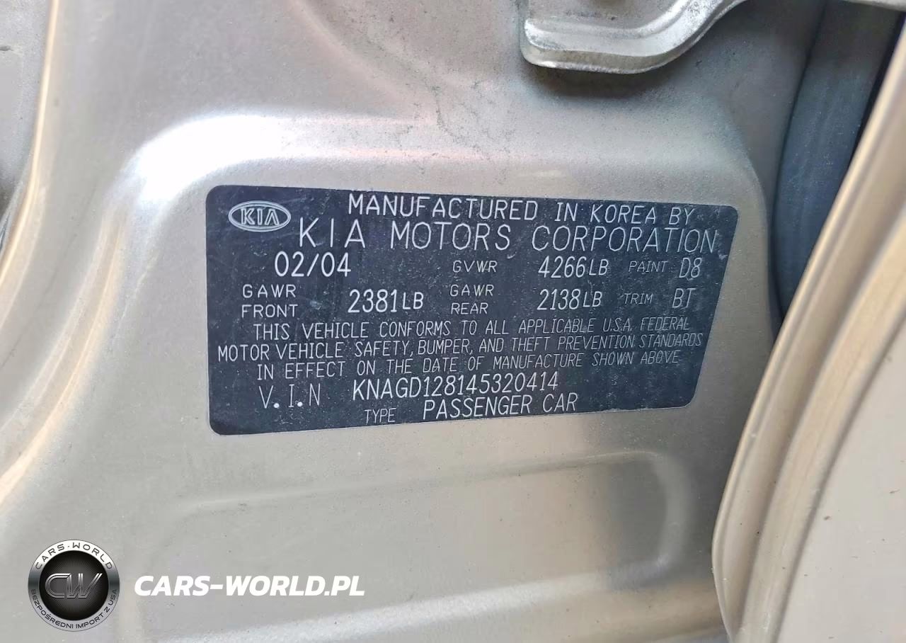2004 Kia Optima Lx V6 VIN:KNAGD128145320414 - 12