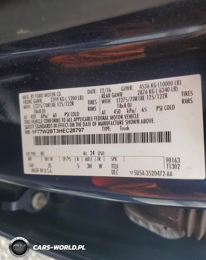 2017 Ford F250 Super Duty VIN:1FT7W2BT3HEC28797 - 12