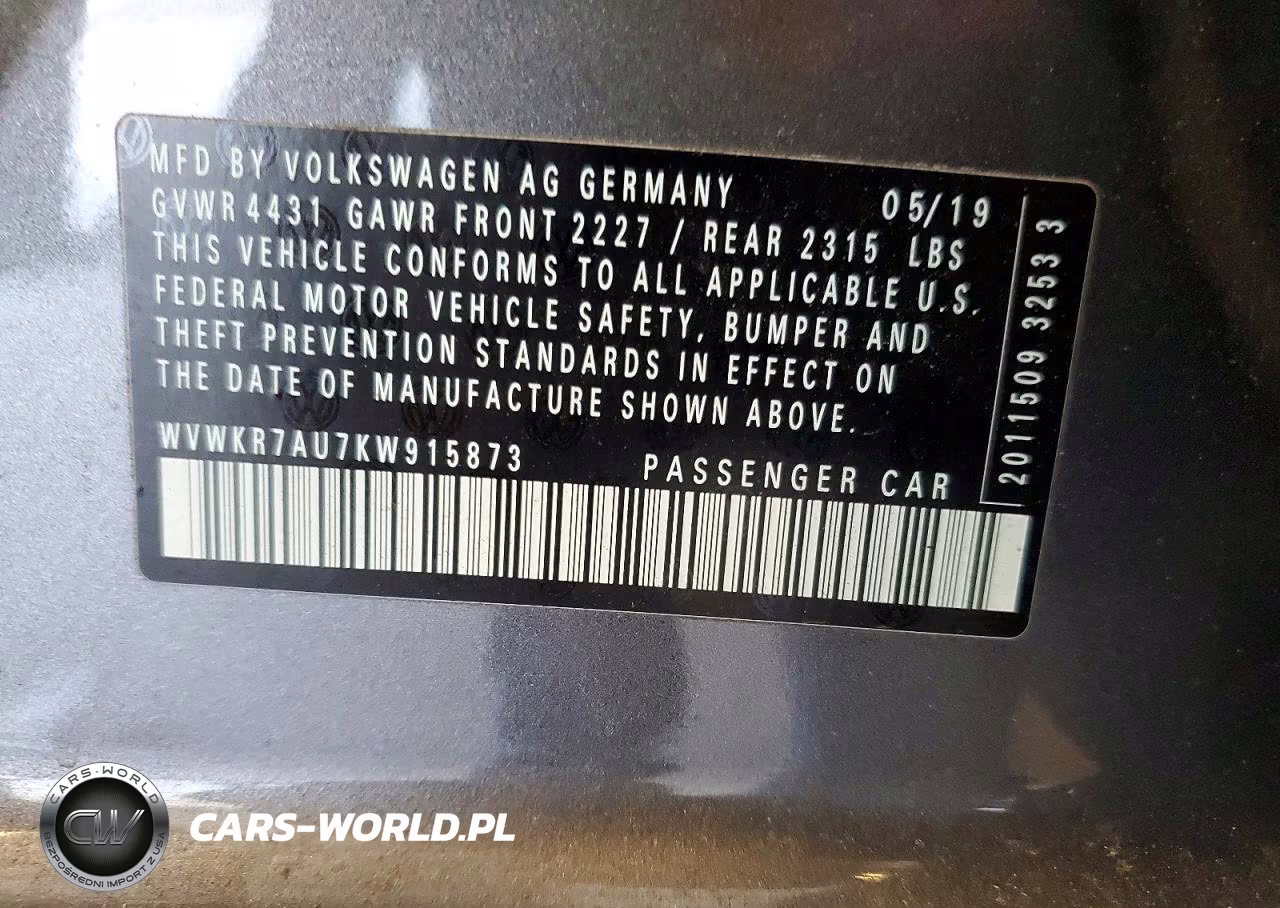 2019 Volkswagen E-Golf Se VIN:WVWKR7AU7KW915873 - 13