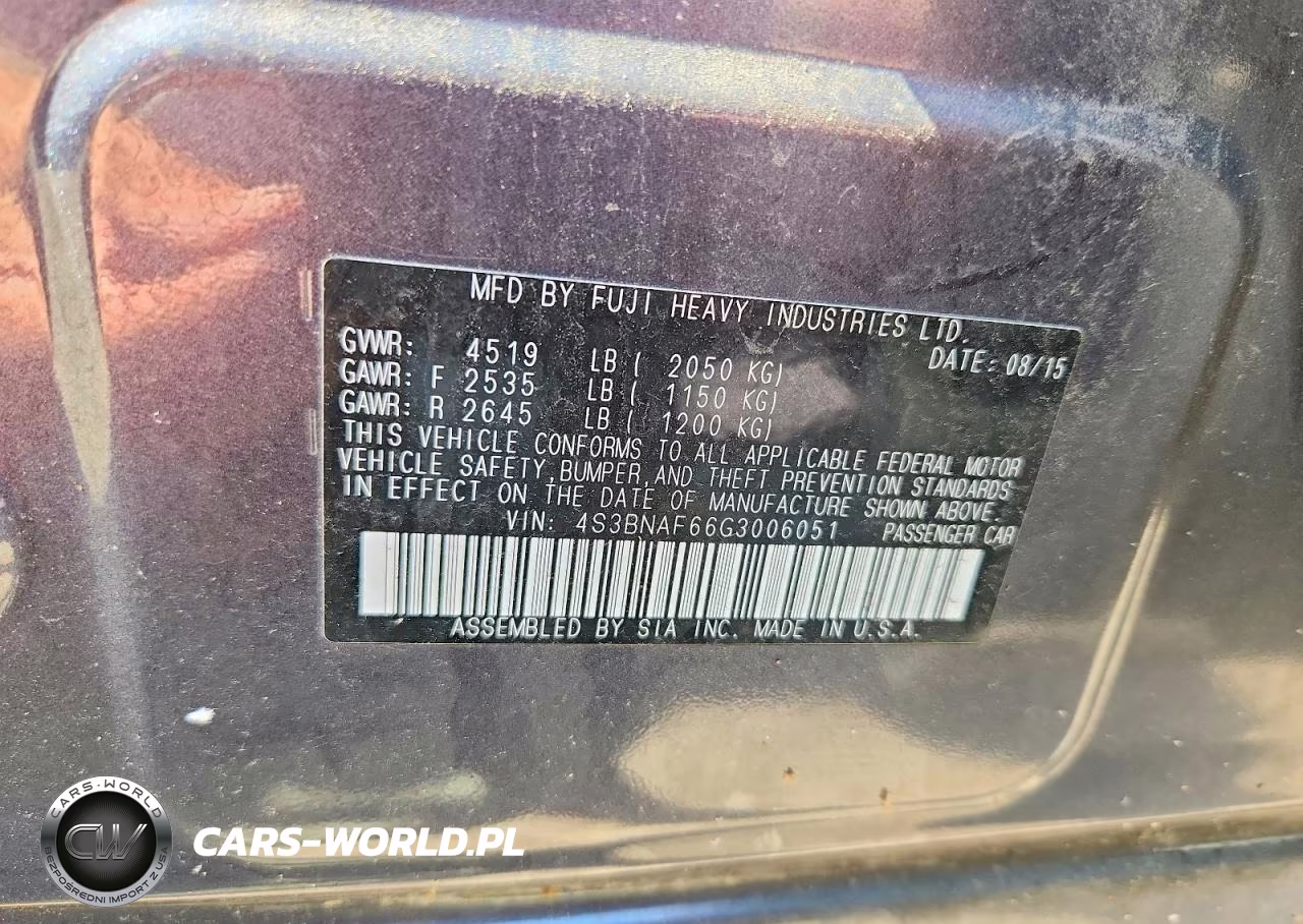 2016 Subaru Legacy 2.5I Premium VIN:4S3BNAF66G3006051 - 12