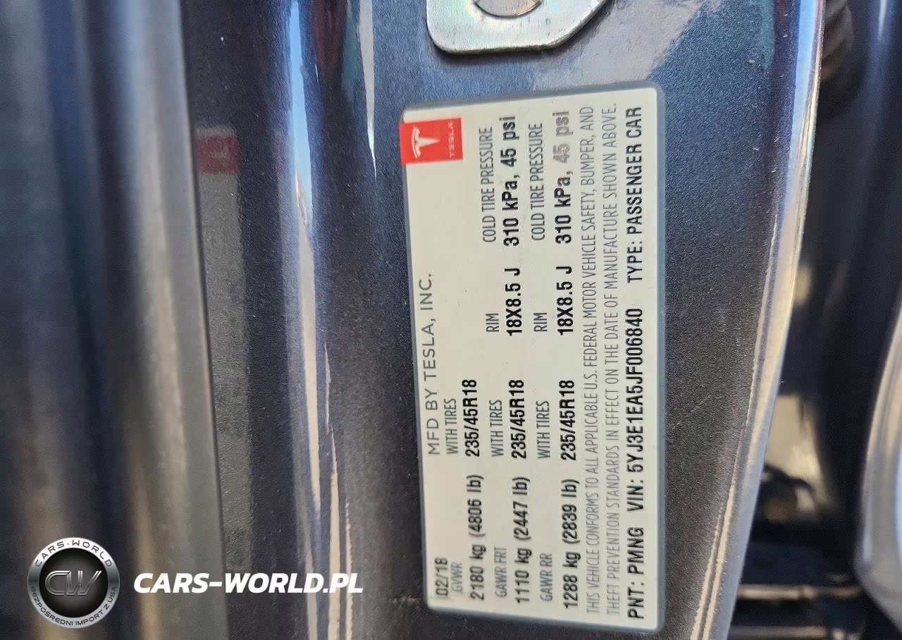 2018 Tesla Model 3 VIN:5YJ3E1EA5JF006840 - 12