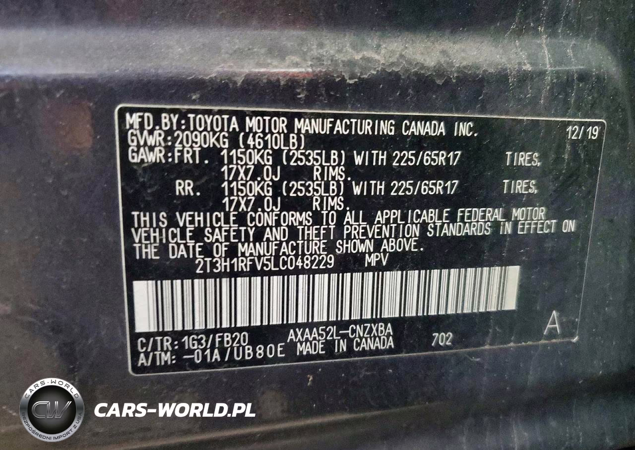 2020 Toyota Rav4 Le VIN:2T3H1RFV5LC048229 - 12