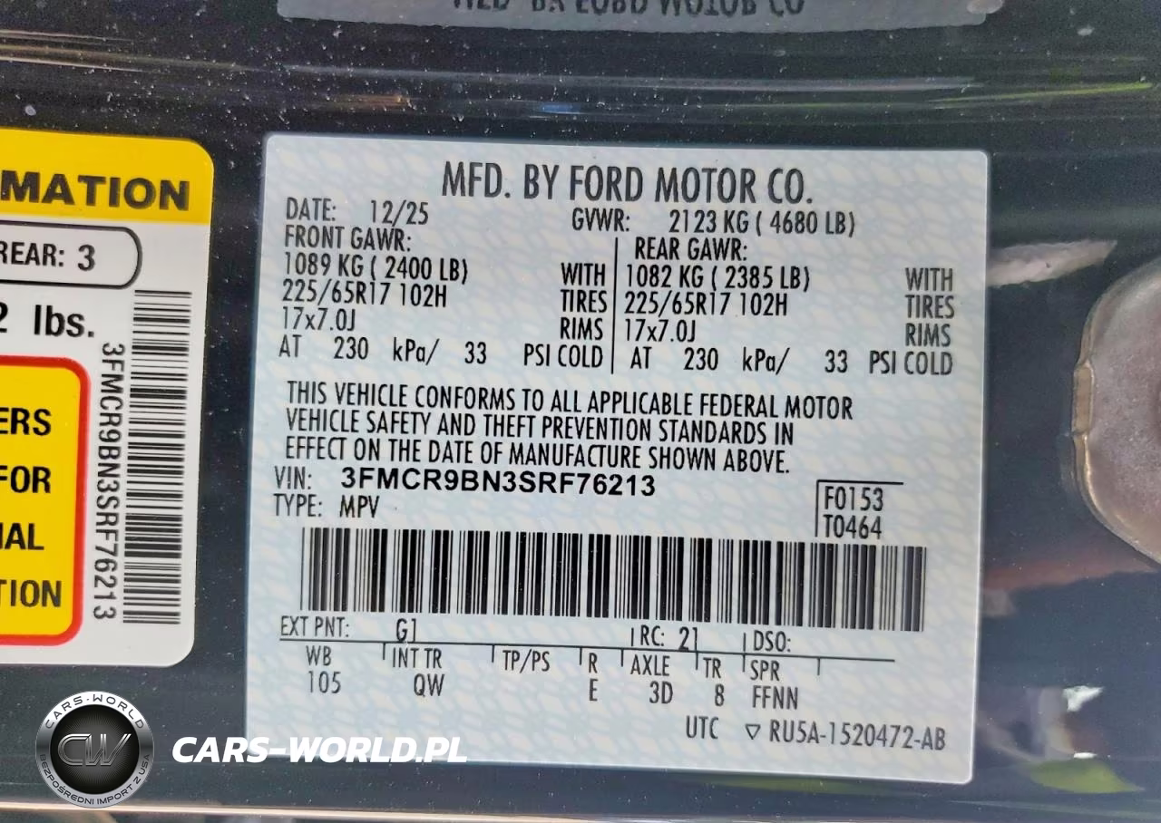 2025 Ford Bronco Sport Big Bend VIN:3FMCR9BN3SRF76213 - 13