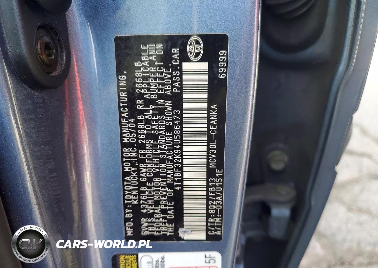 2004 Toyota Camry Le V6 VIN:4T1BF32K94U586473 - 12