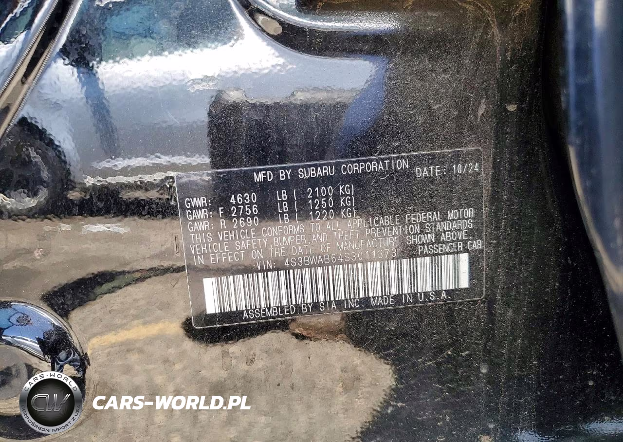 2025 Subaru Legacy VIN:4S3BWAB64S3011373 - 13