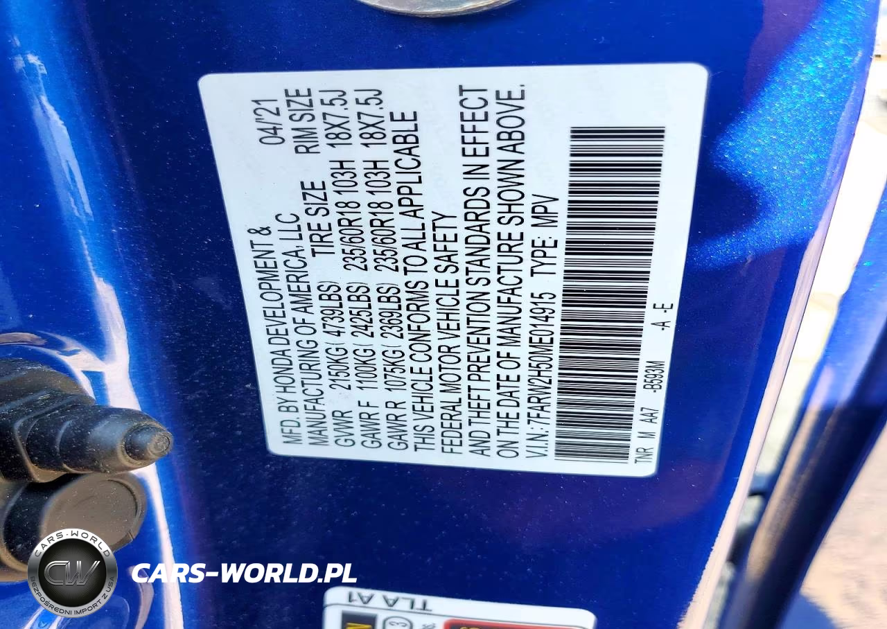 2021 Honda Cr-V Ex VIN:7FARW2H50ME014915 - 14