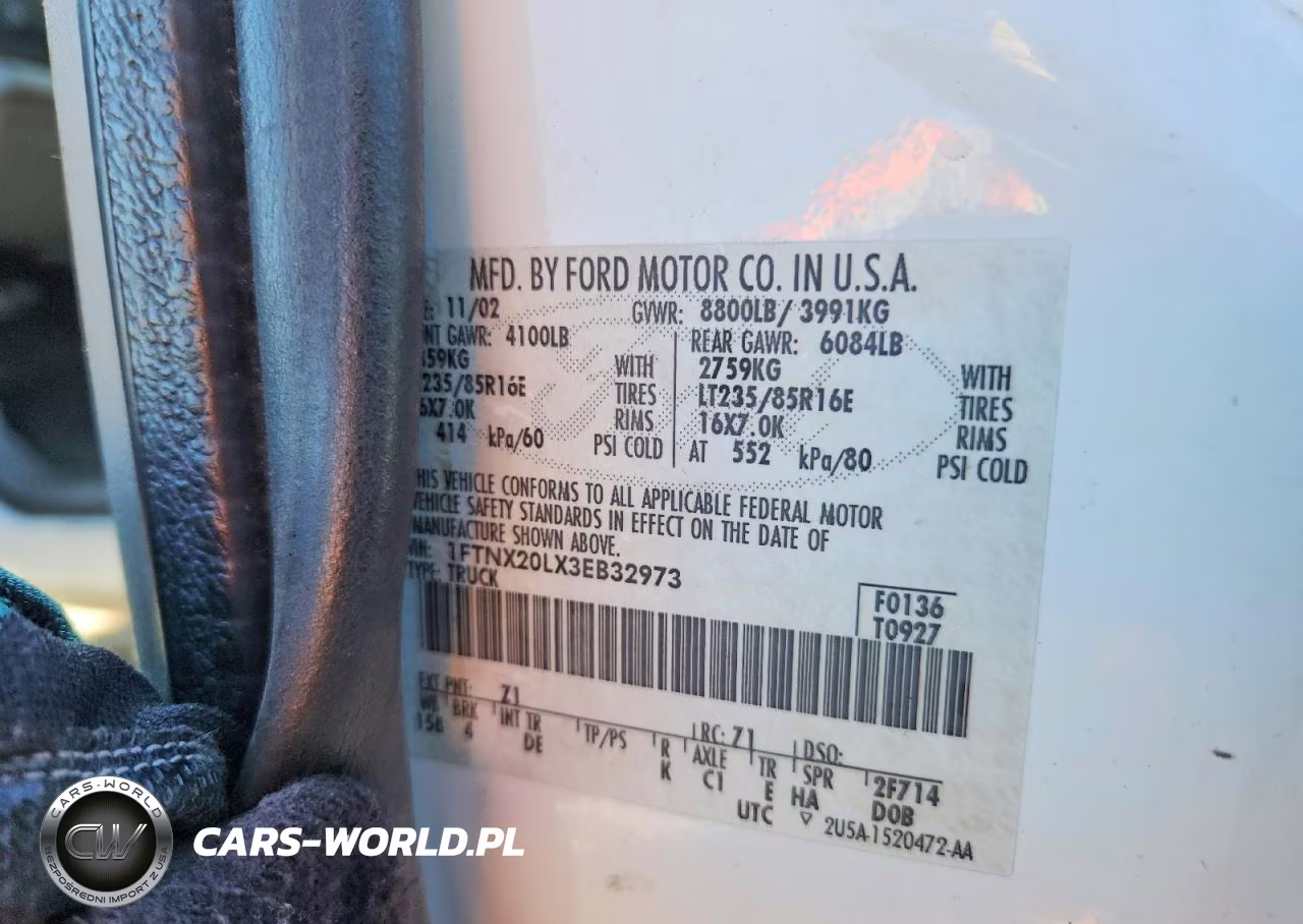 2003 Ford F250 Super Duty VIN:1FTNX20LX3EB32973 - 12