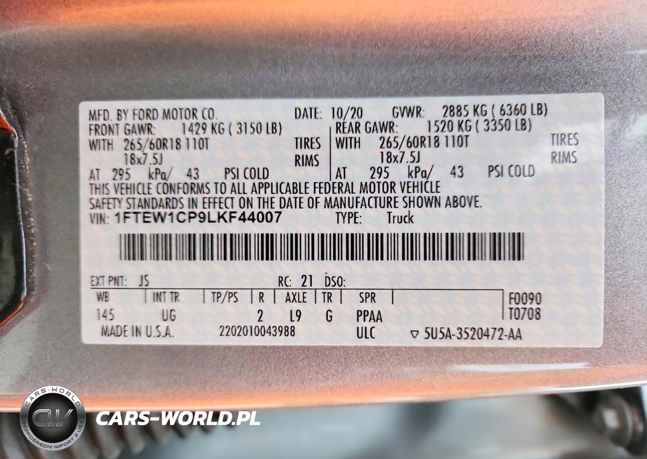 2020 Ford F150 Supercrew VIN:1FTEW1CP9LKF44007 - 12