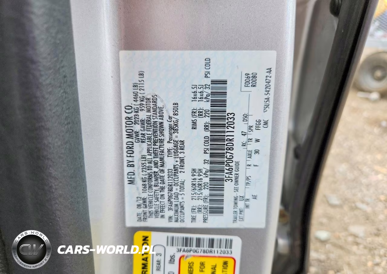 2013 Ford Fusion S VIN:3FA6P0G78DR112033 - 12