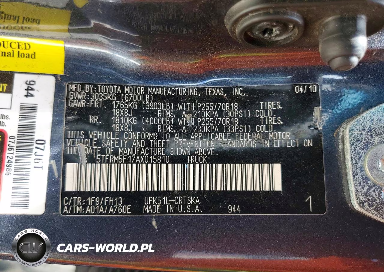 2010 Toyota Tundra Double Cab Sr5 VIN:5TFRM5F17AX015810 - 13