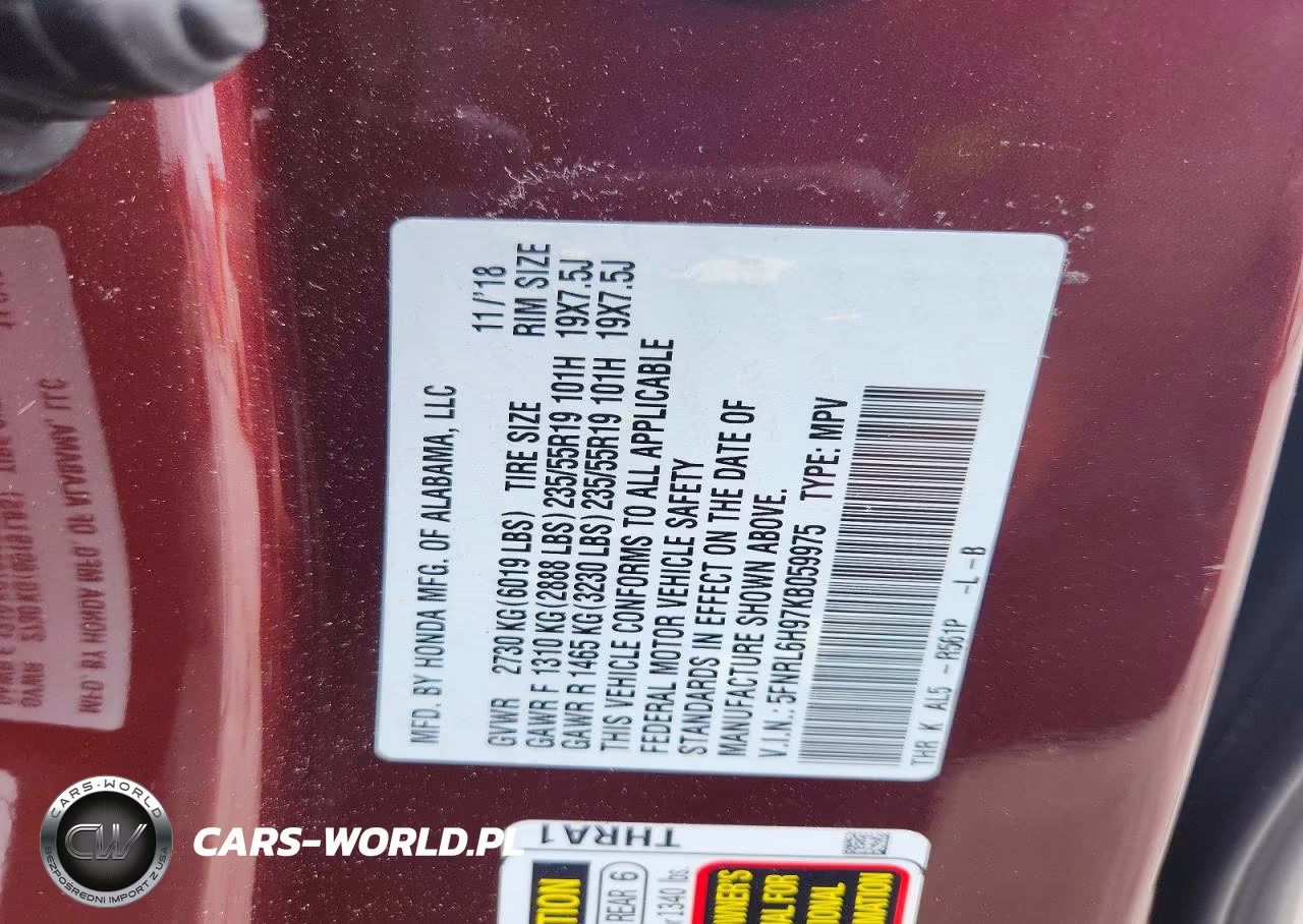 2019 Honda Odyssey Elite VIN:5FNRL6H97KB059975 - 13