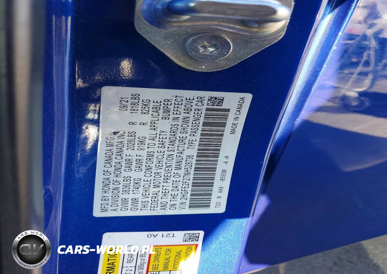 2022 Honda Civic Lx VIN:2HGFE2F27NH528736 - 13