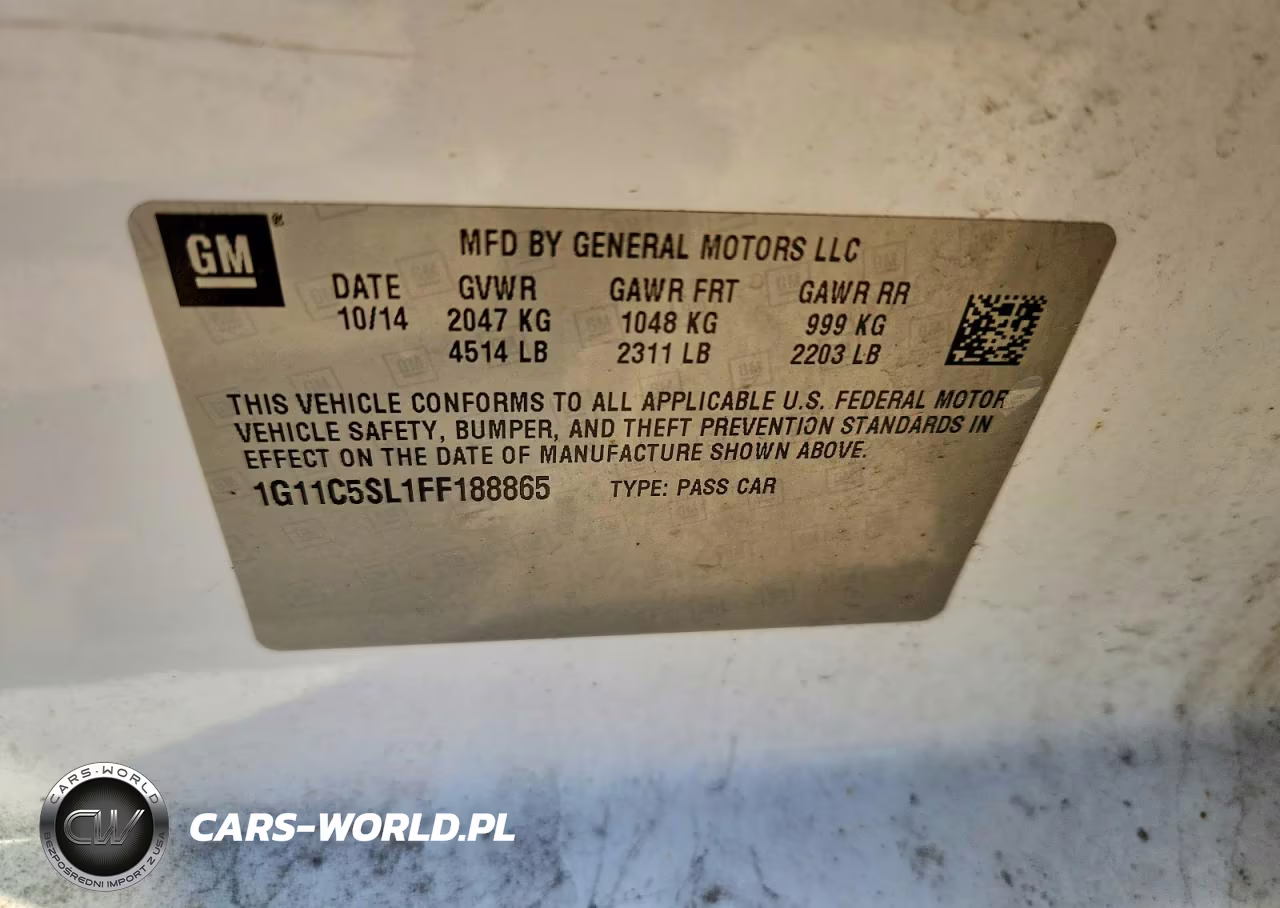 2015 Chevrolet Malibu 1Lt VIN:1G11C5SL1FF188865 - 12