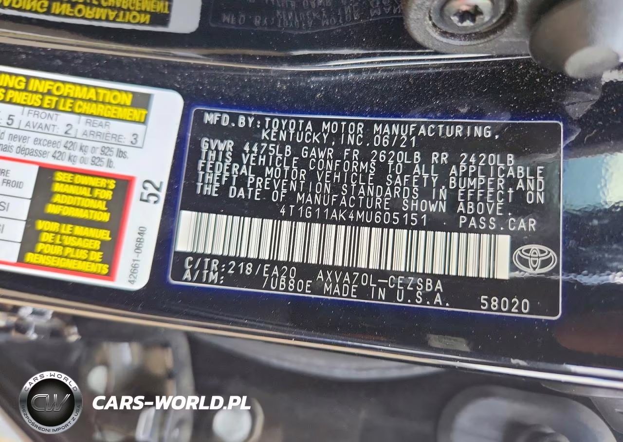 2021 Toyota Camry Se VIN:4T1G11AK4MU605151 - 12