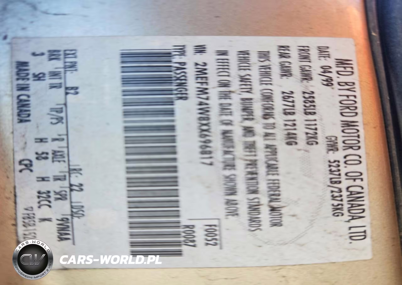 1999 Mercury Grand Marquis Gs VIN:2MEFM74W8XX696817 - 12