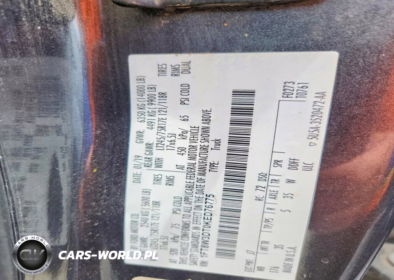 2019 Ford F350 Super Duty VIN:1FT8W3DT0KED76775 - 12