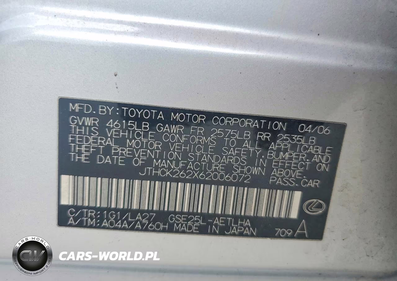 2006 Lexus Is 250 VIN:JTHCK262X62006072 - 12