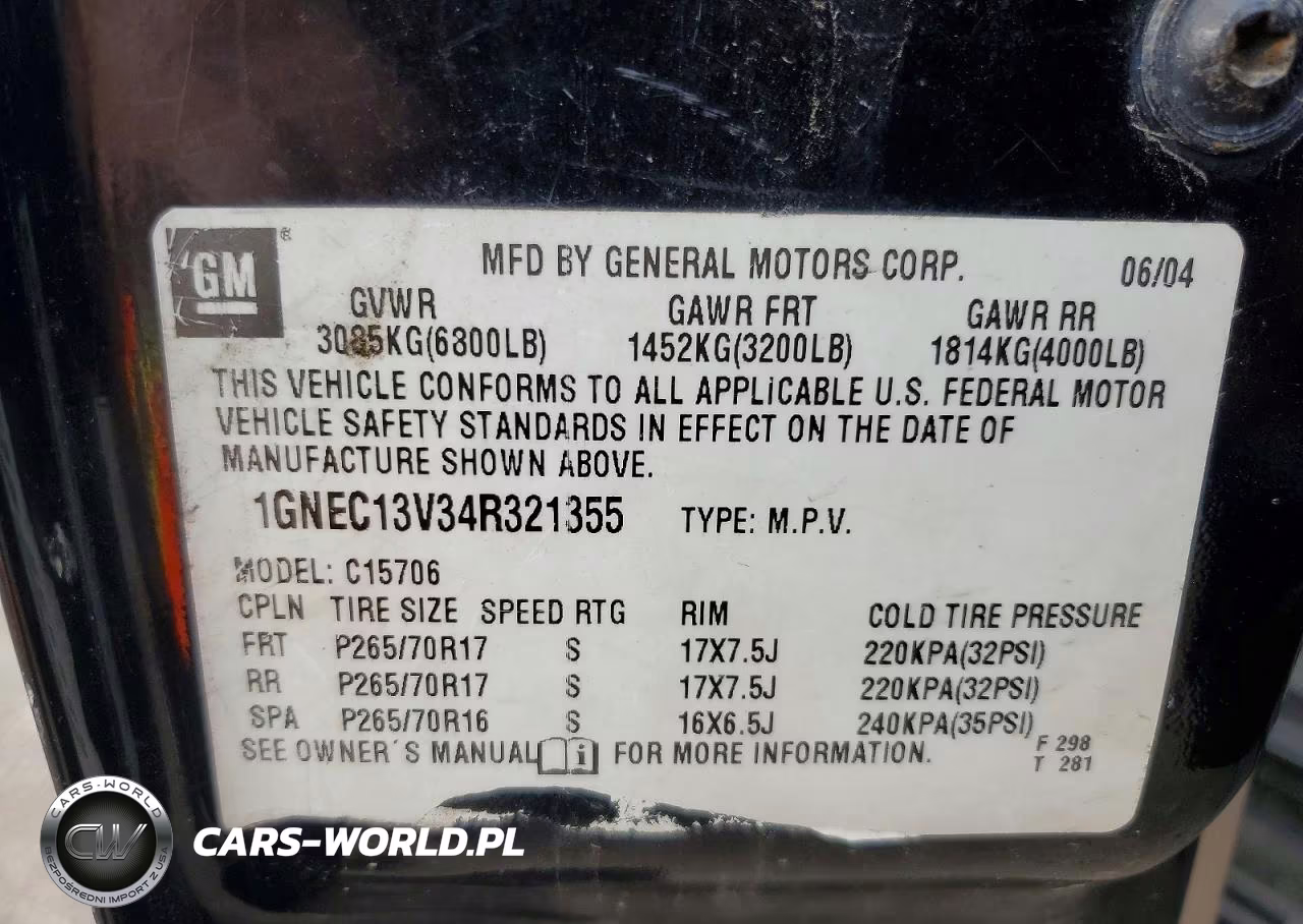 2004 Chevrolet Tahoe C1500 VIN:1GNEC13V34R321355 - 13