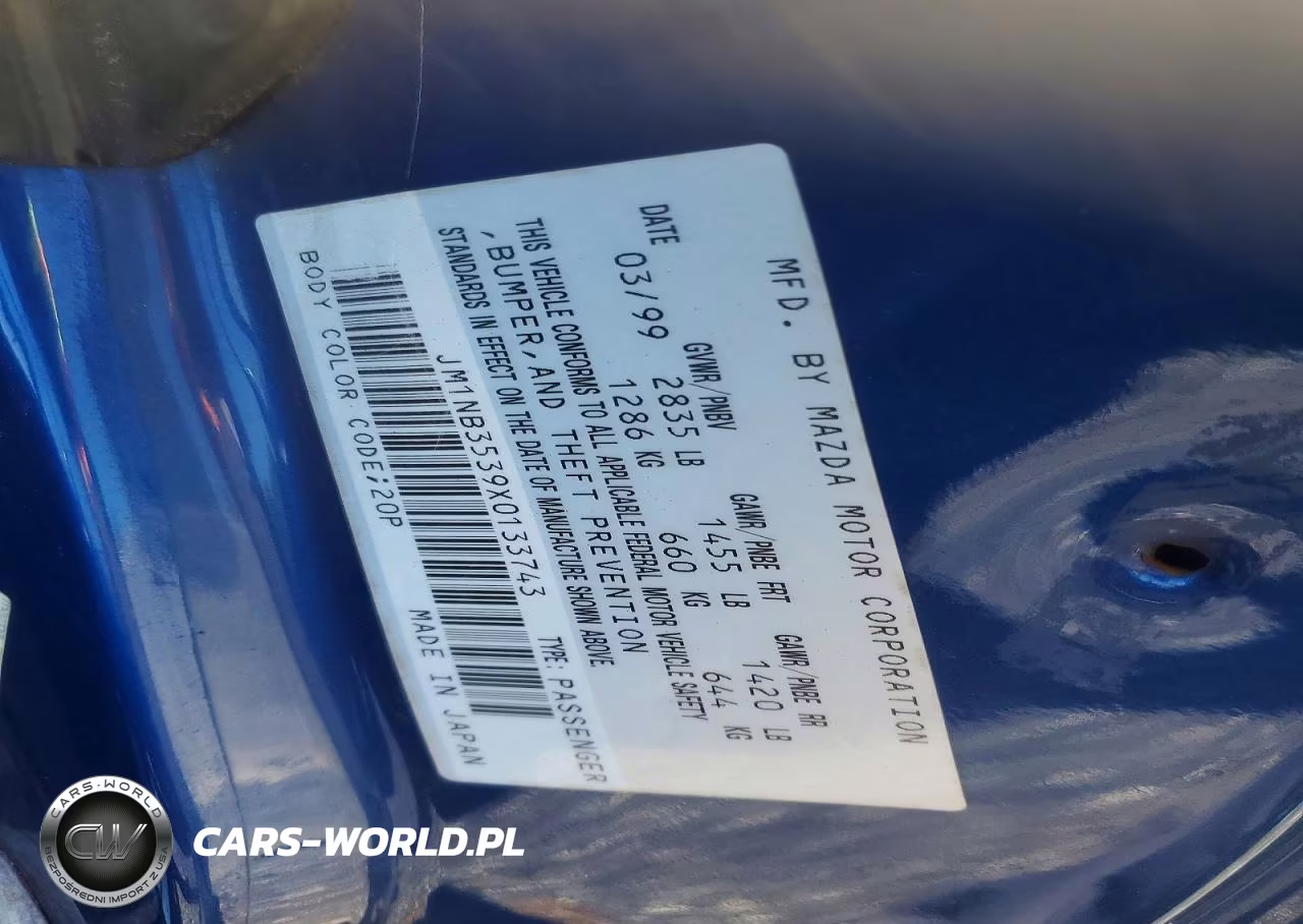 1999 Mazda Mx-5 Miata VIN:JM1NB3539X0133743 - 12