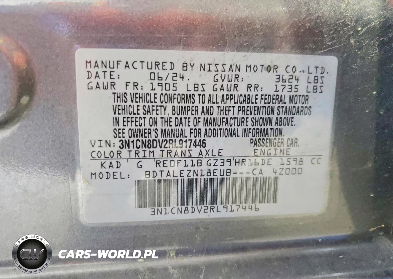 2024 Nissan Versa S VIN:3N1CN8DV2RL917446 - 12