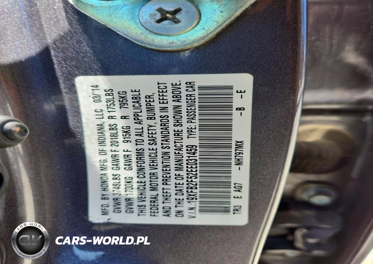 2014 Honda Civic VIN:19XFB2F52EE031459 - 13