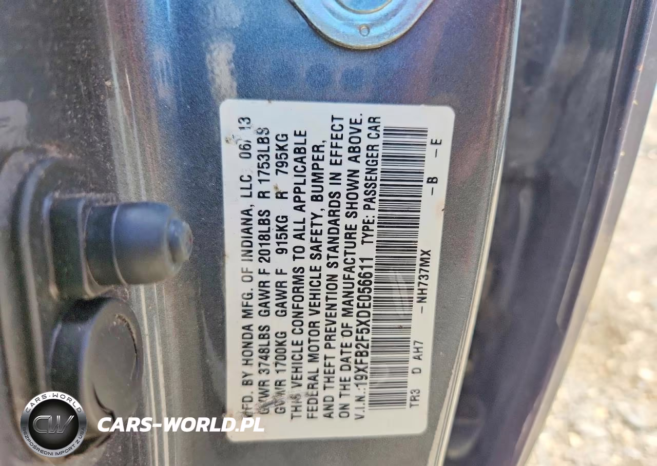 2013 Honda Civic Lx VIN:19XFB2F5XDE056611 - 12