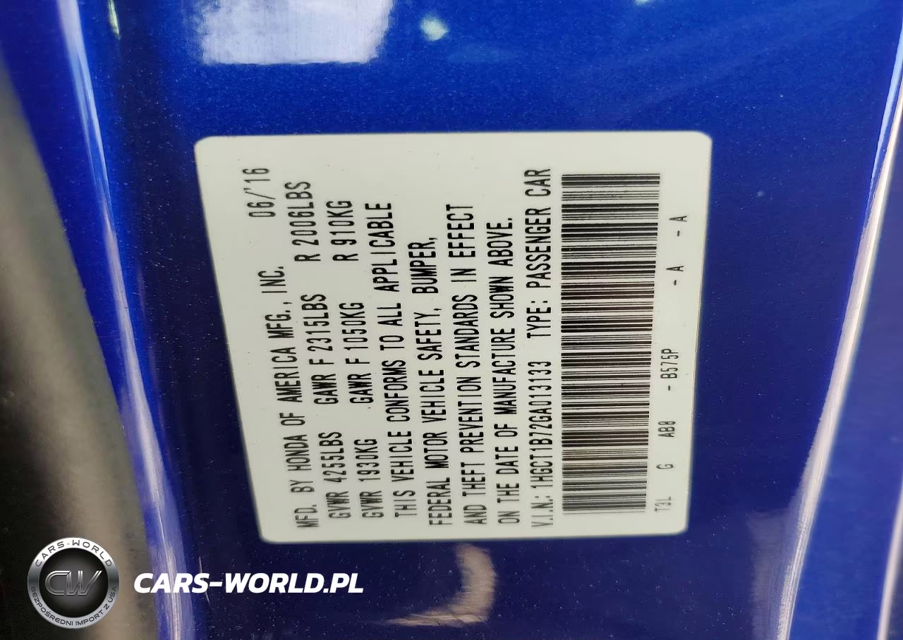 2016 Honda Accord Ex VIN:1HGCT1B72GA013133 - 12
