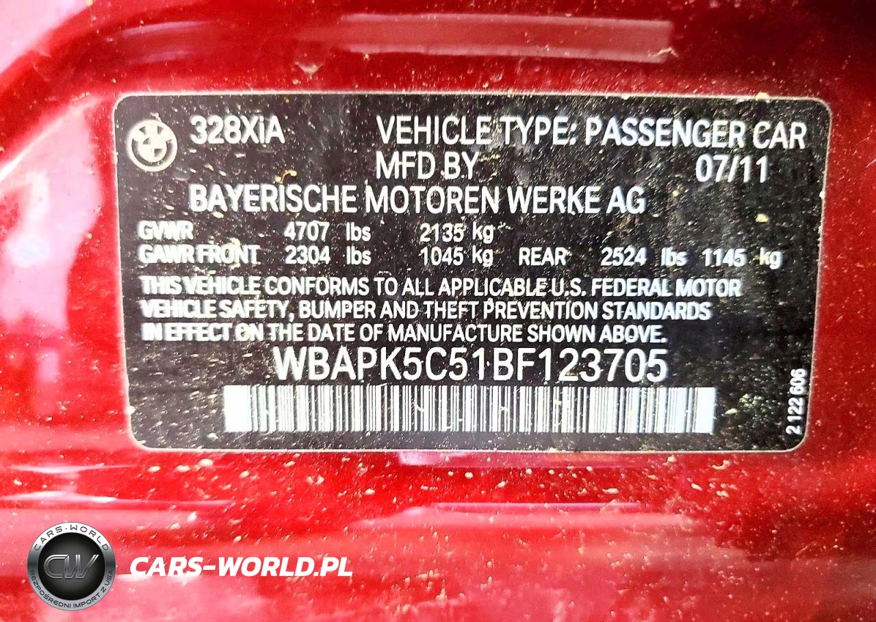 2011 BMW 328 Xi Sulev VIN:WBAPK5C51BF123705 - 12