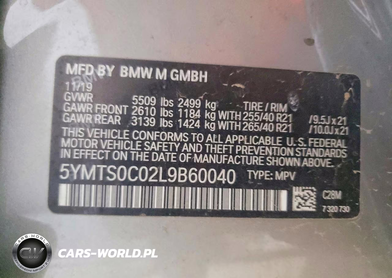 2020 BMW X3 M Competition VIN:5YMTS0C02L9B60040 - 13