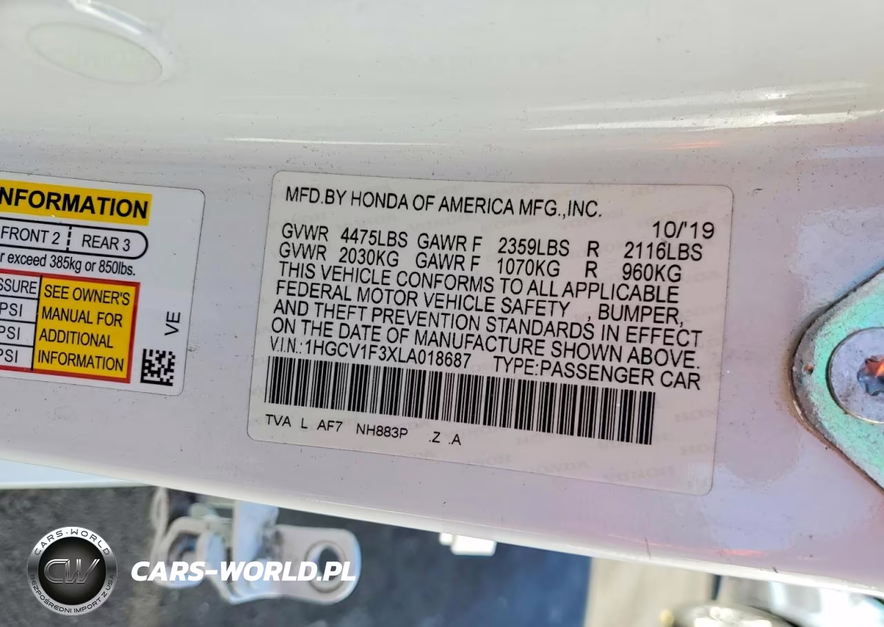 2020 Honda Accord Sport VIN:1HGCV1F3XLA018687 - 13