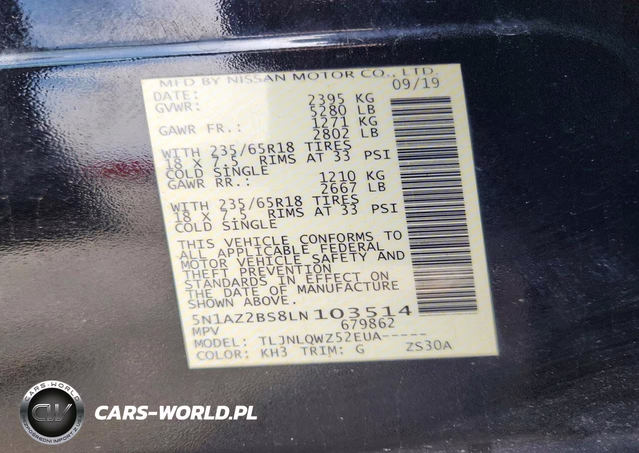 2020 Nissan Murano Sv VIN:5N1AZ2BS8LN103514 - 13