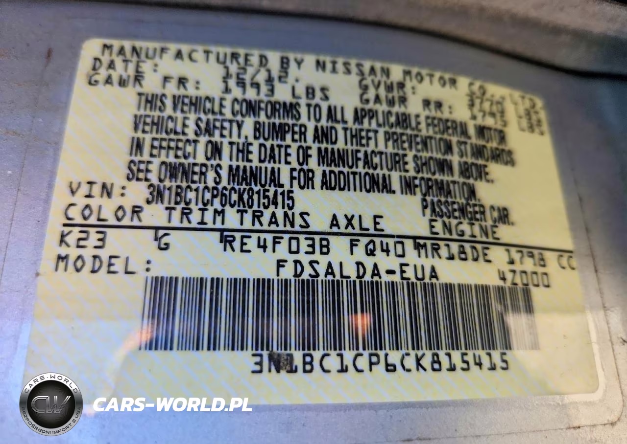 2012 Nissan Versa 1.8 S VIN:3N1BC1CP6CK815415 - 12