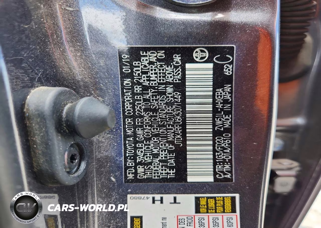 2019 Toyota Prius Le VIN:JTDKARFU6K3071449 - 12