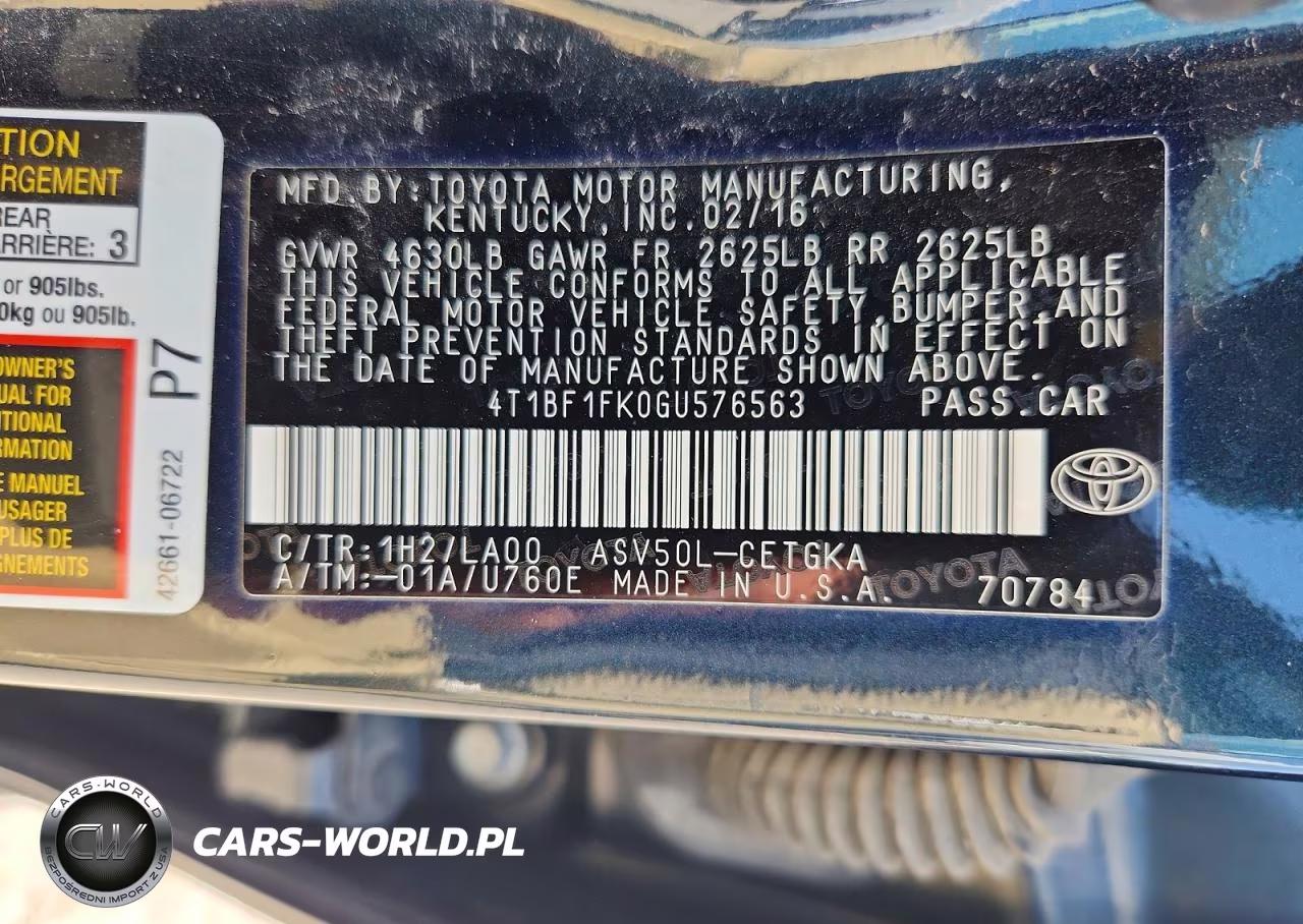 2016 Toyota Camry Xle VIN:4T1BF1FK0GU576563 - 12