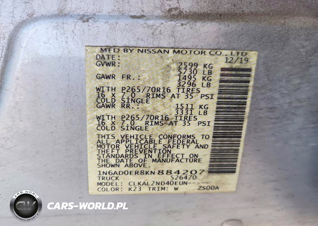 2019 Nissan Frontier Sv VIN:1N6AD0ER8KN884207 - 12