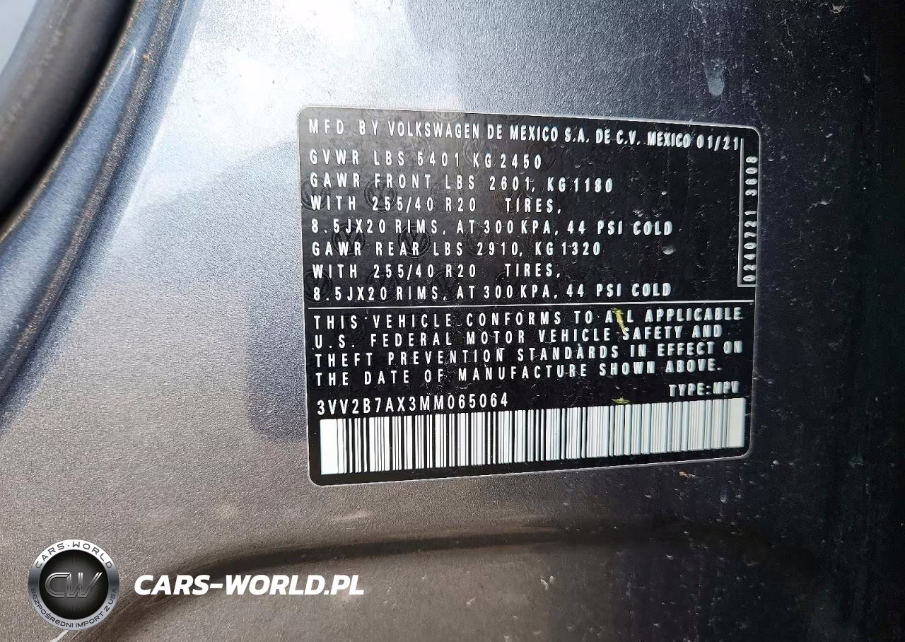 2021 Volkswagen Tiguan Se VIN:3VV2B7AX3MM065064 - 13