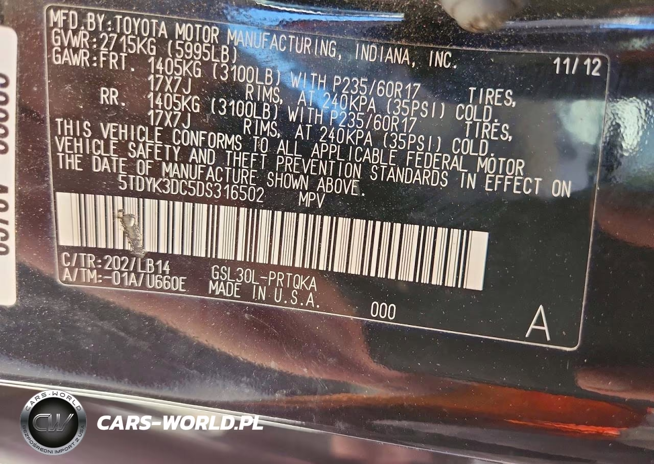 2013 Toyota Sienna Xle 8-Passenger VIN:5TDYK3DC5DS316502 - 13