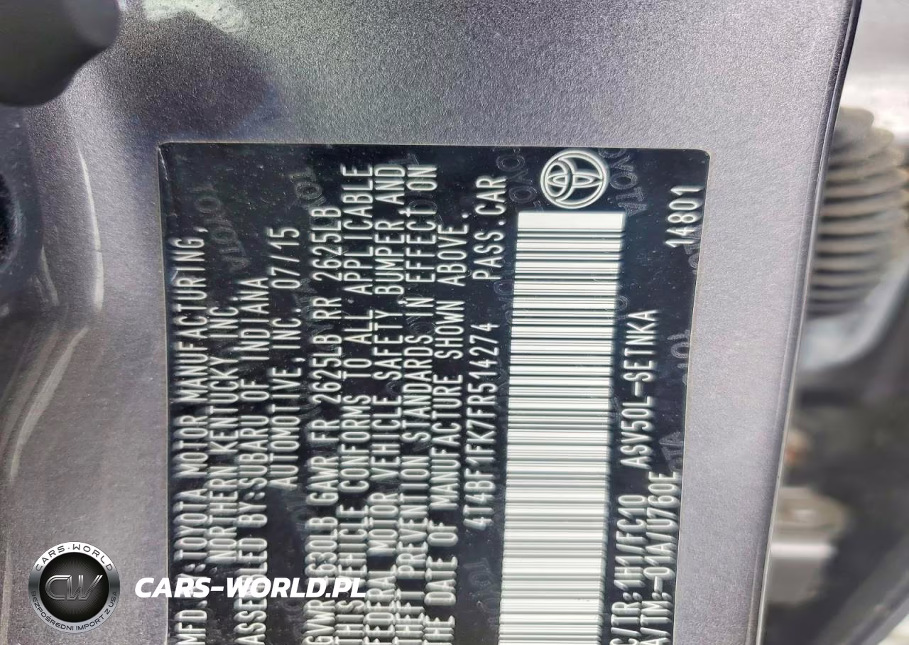 2015 Toyota Camry Le VIN:4T4BF1FK7FR514274 - 12