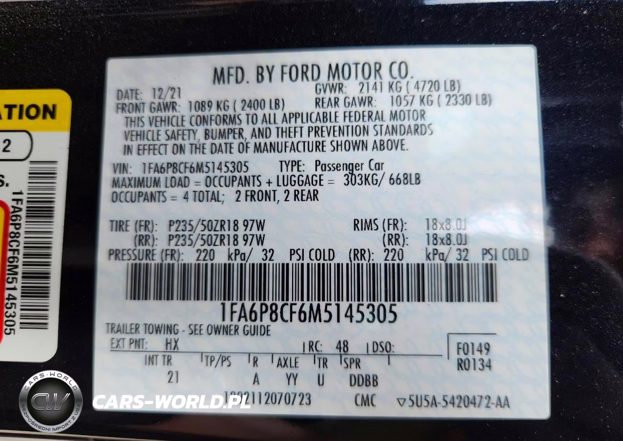 2021 Ford Mustang Gt VIN:1FA6P8CF6M5145305 - 13